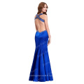 Grace Karin Sexy V-neck Cross Back Royal Blue Long perlé Robes de soirée formelles CL4603